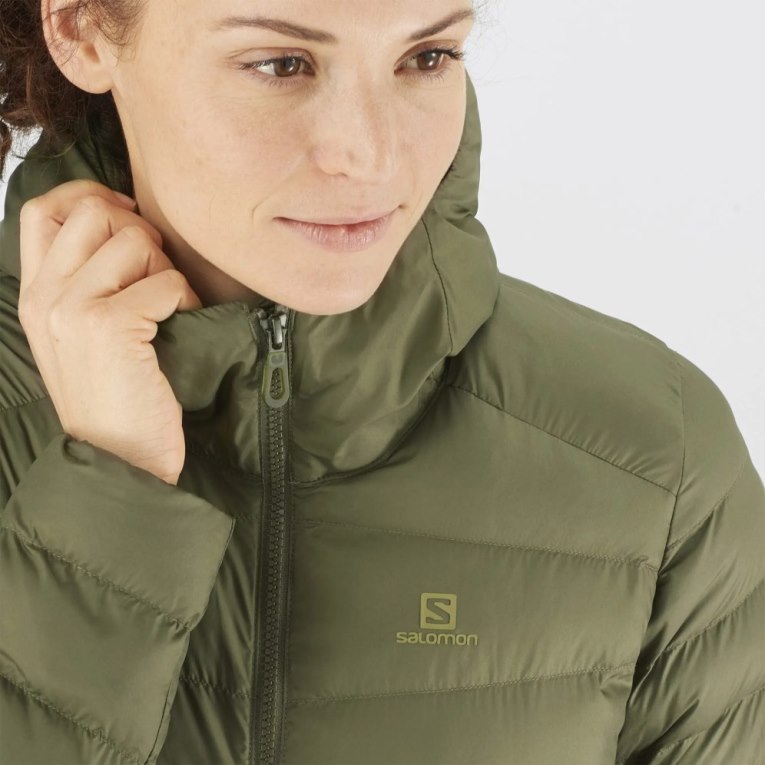 Olive Salomon Essential Xwarm Long Women's Insulated Jackets | PH 52879J